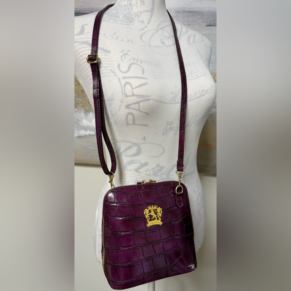 PRATESI Italian Firenze Leather Crossbody with Storage bag, Purple - Picture 16 of 16